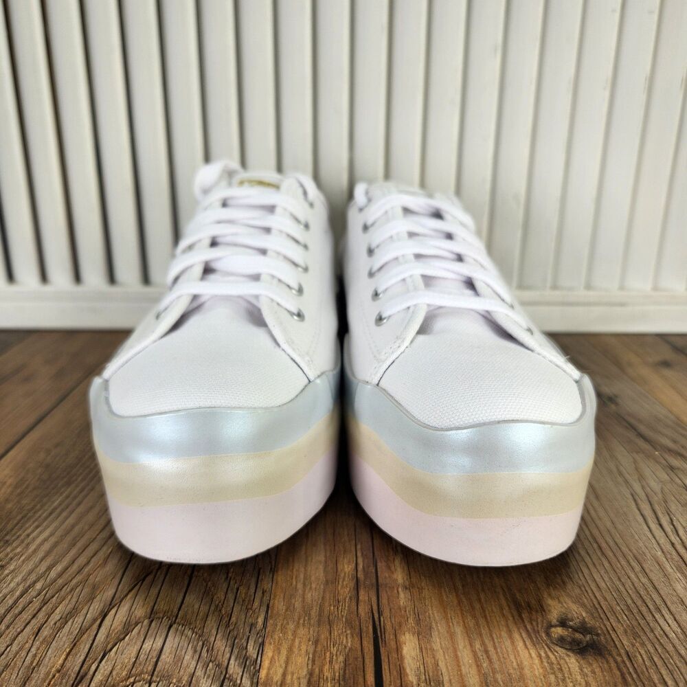 Keds Triple Up Canvas Wave Platform Shoes Womens Sz 7 M White Pastel Low WF66008 - Picture 3 of 11